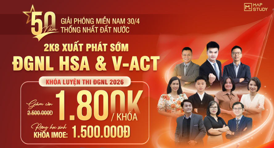 Khóa học luyện thi Đánh giá năng lực – ĐHQG Hồ Chí Minh – MapStudy 2025